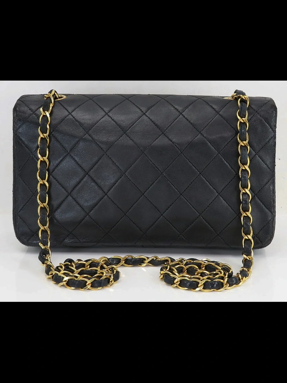 CHANEL Black Quilted Lambskin Shoulder Bag with Gold Hardware